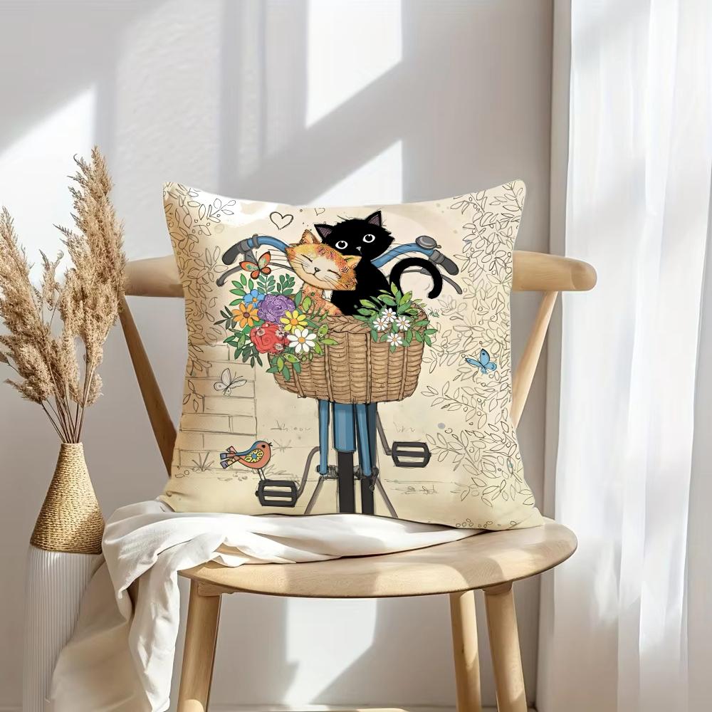 Bench Kitties Cushion Cover Soft Plush Throw Pillow Cover DoubleSided Decorative Cushion Case Sofa Bedroom Home Decor
