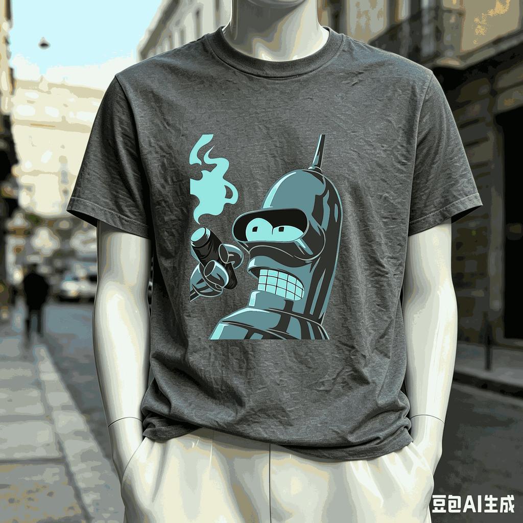 Camiseta Oversize Estampada Futurama Algodón Premium Amigable con la Piel Cuello Redondo Manga Corta Top Producto Caliente Informal Holgada Camiseta Unisex