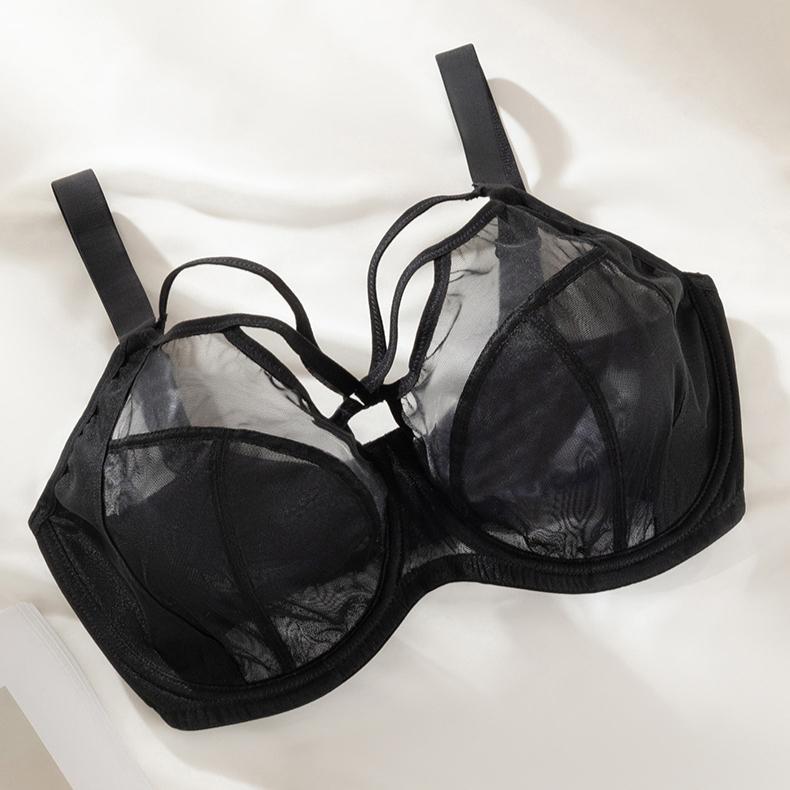 Large Size Bra for Women Gathered Breathable Thin Full Cup Bra Sexy Bra