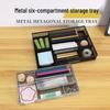 Metal Six-Grid Storage Tray Cutlery & Sticky Note Organizer Multifunctional Desktop Stationery Holder