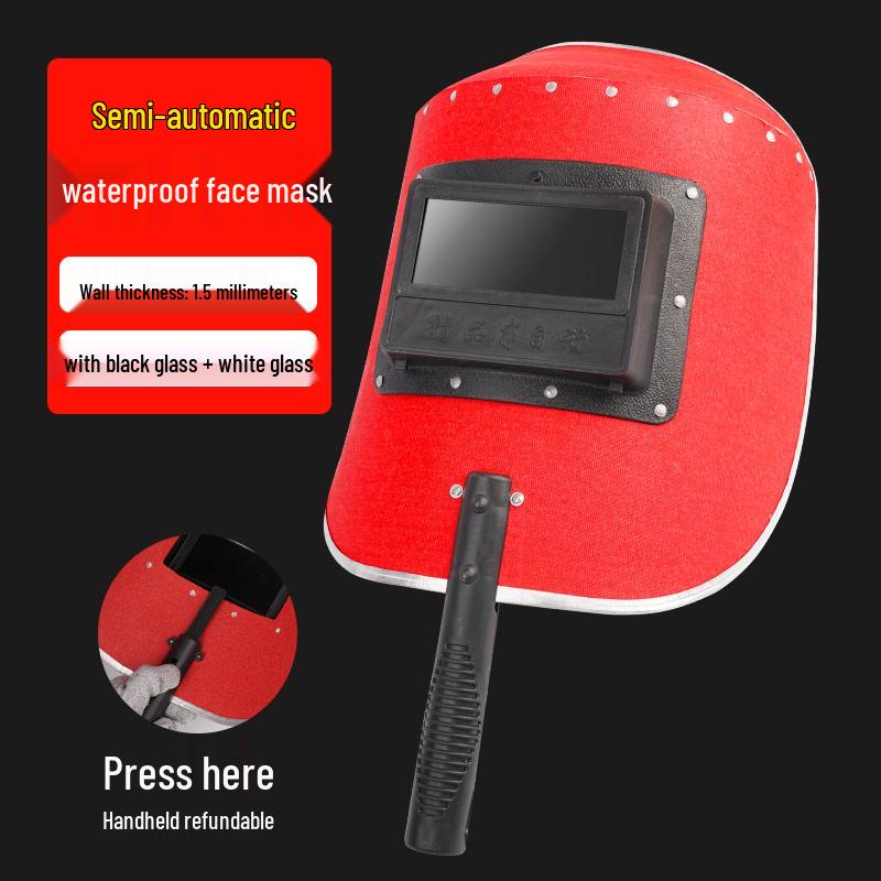 

Handheld Red Steel Face Shield for Welding - Lightweight, Full Face, Anti-Scald Protective Mask for Argon Arc Welding.