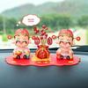 Feng Shui Resin Fortune God Car Ornament With Moving Head For Prosperity And Celebration
