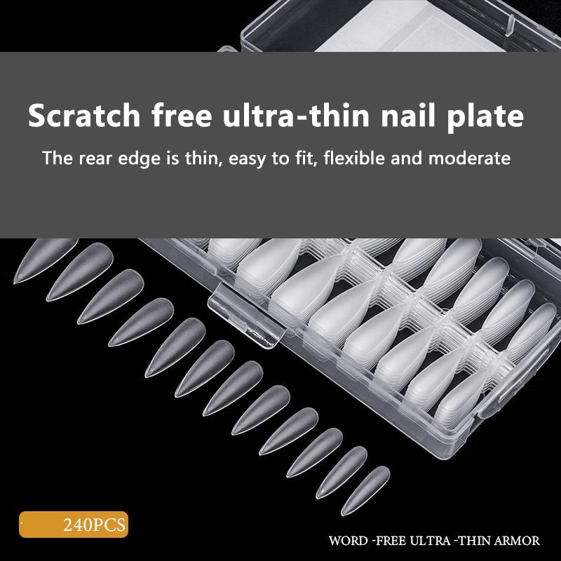 240Pcs Boxed Clear Press Fake Nails Tips Ultrathin Full Paste Fake Nails Wearing Armor Nail Tools