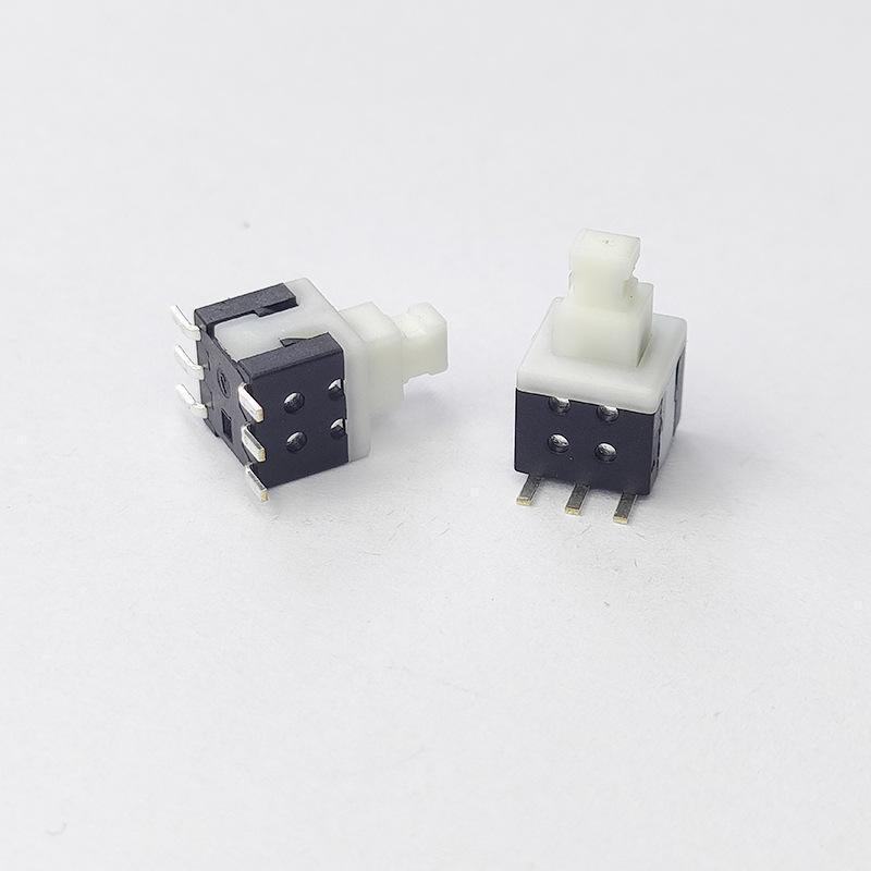 In Stock: 5.8x5.8 and 8.5x8.5 High/Flat Head Self-Locking Button Switch, Non-Locking Option Available