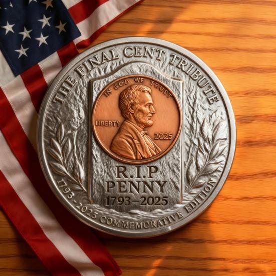 Final Cent Memorial Coin (1909-2025) Last Penny Tribute Token Historical Commemorative Coin Vintage-Style Penny Era Keepsake