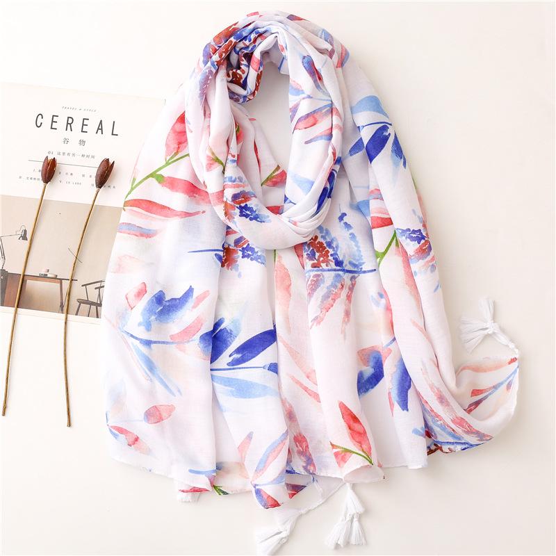 Women Luxury Brand Viscose Scarf Sexy Leopard Floral Tassel Shawl Autumn Winter Wrap Pashminas Stole Muslim Hijab Sjaal 180*90Cm