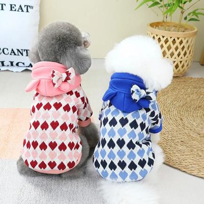 Pet Autumn/Winter Sweet Love Knitted Coat Dog Hoodie Compared To Bear Teddy Small and Medium Sized Dog Thick Pet Clothes