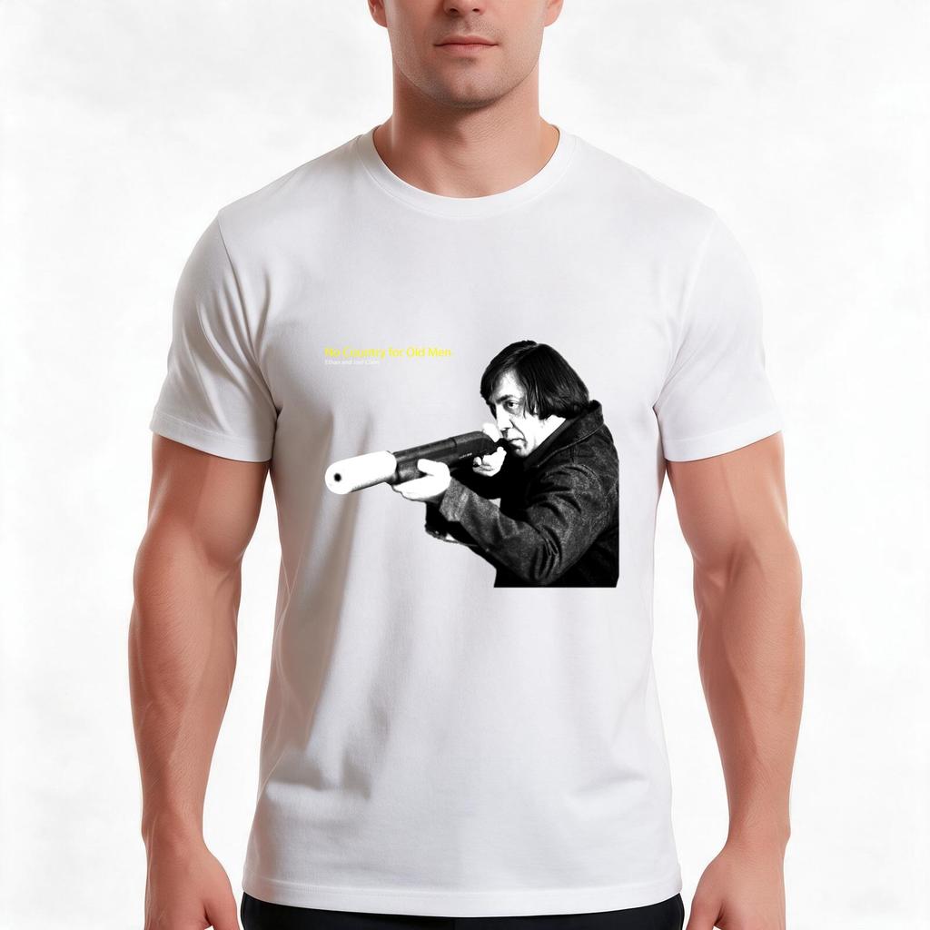 No Country For Old Men Anton Chigurh Tshirt Summer Casual Cotton Tee Oversized Streetwear Tops Vintage Graphic Print