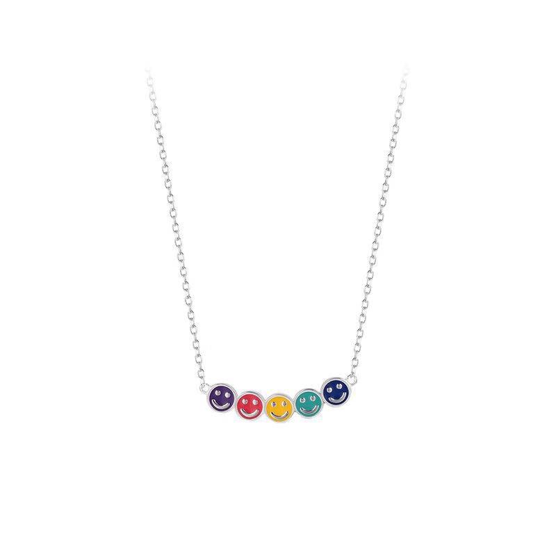 Colorful Titanium Steel Smiley Face Necklace – Simple, Cute, High-End Accessory