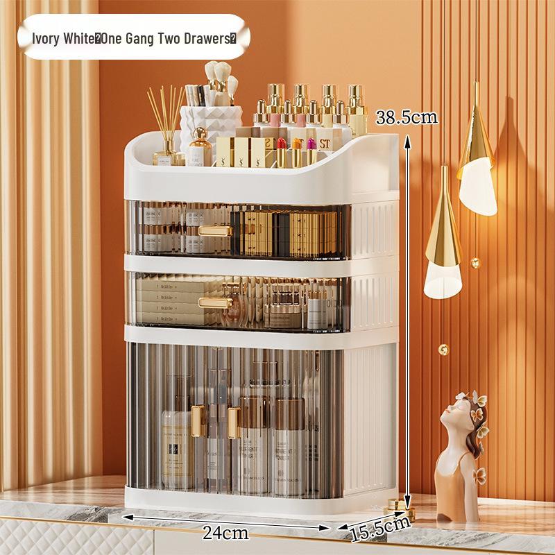 Luksusowy Organizer do Pielęgnacji Skóry z Wyższej Półki: Pojemne pudełko do przechowywania kosmetyków z szufladą na waciki