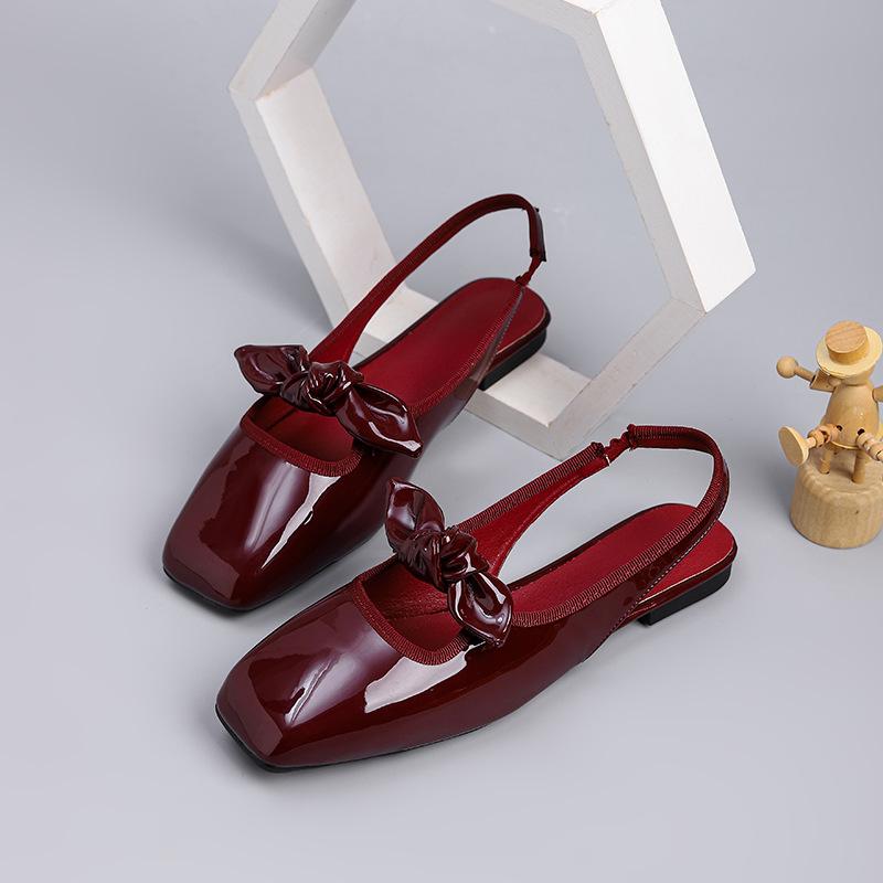 Fashion Polka Dot Print Ballet Flats Shoes for Women Elegant Square Toe Elastic Mary Janes Shoes Ladies Shallow Spring Autumn Loafers