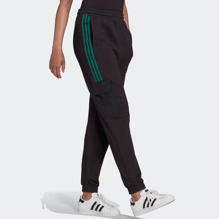 Adidas Originals Retro Sport Side Stripe Logo Knit Cuffed Casual Pants Women bottoms Black H20175