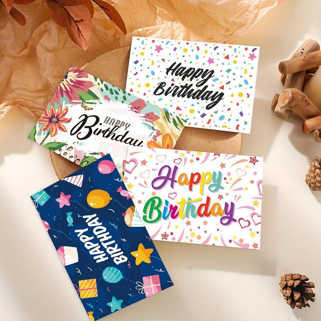 1 Set (24pcs) Birthday Greeting Card Creative Set–12 Birthday Gift Cards with Envelopes, Blessing Stamping Cards,and Birthday Party Blank Sticky Notes