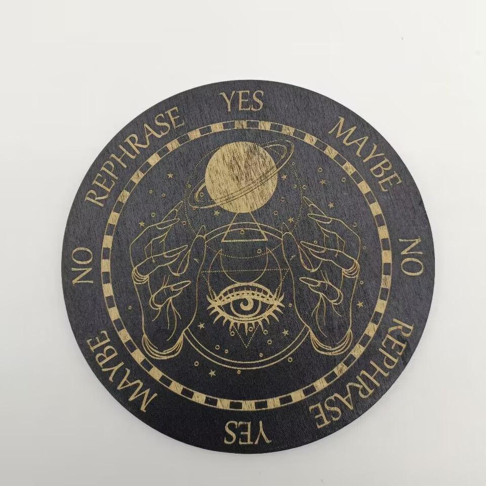 Black and White Seven-Star Array Wooden Energy Plate - Meditation and Home Decor