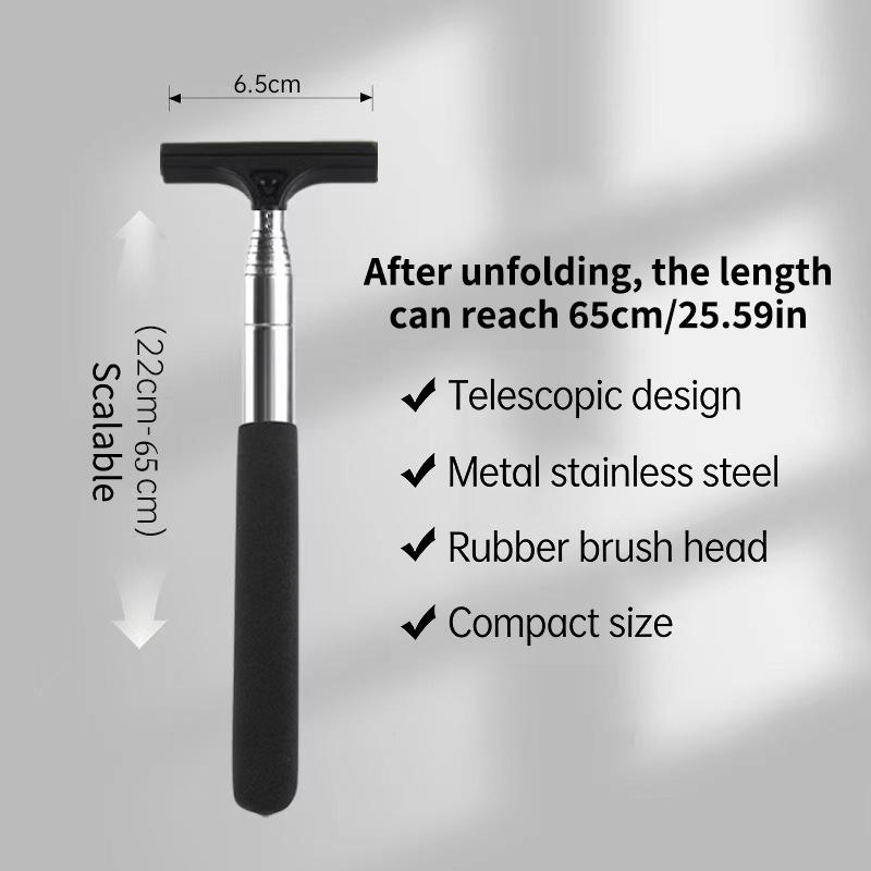1Pcs Stainless Steel Telescopic Car Rearview Mirror Wiper With Retractable Layered Brush Head Handheld Window Cleaning Tool