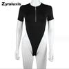 Women's Long Sleeve Bodycon Jumpsuit with Zipper, Sexy Top for Women