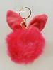 Pink Rabbit Ear Fur Pompom Keychain for Car