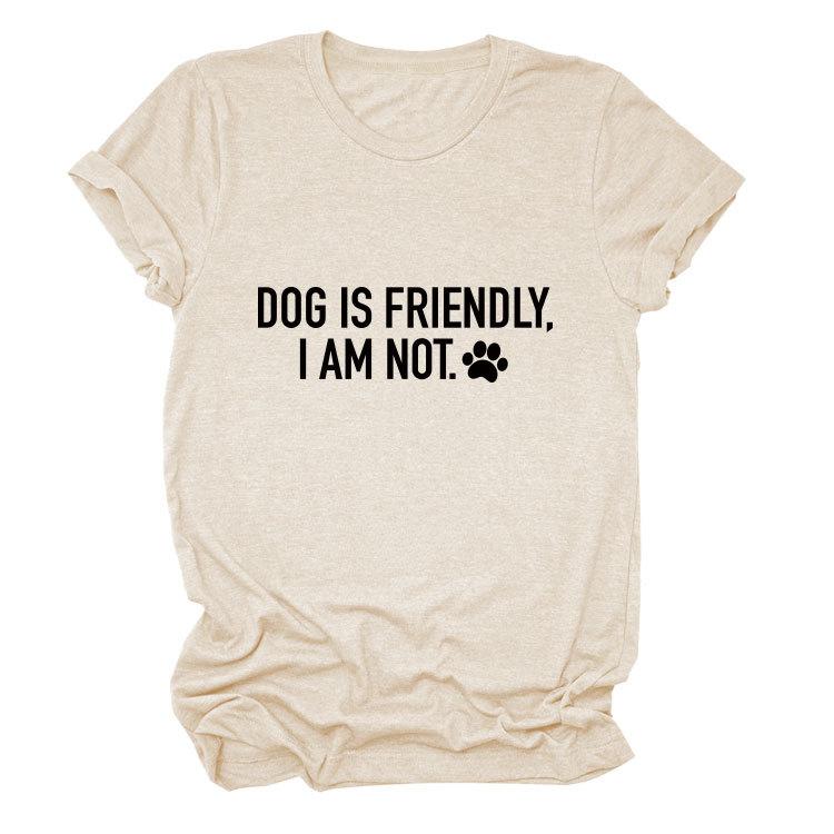 Casual crew neck T-shirt DOG IS FRIENDLY summer comfortable loose short-sleeved top S 1970₽