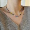 Gioielli da Donna Colorati Stile Dopamina Acciaio Titanio Leggero Lusso Catena per Clavicola e Bracciale