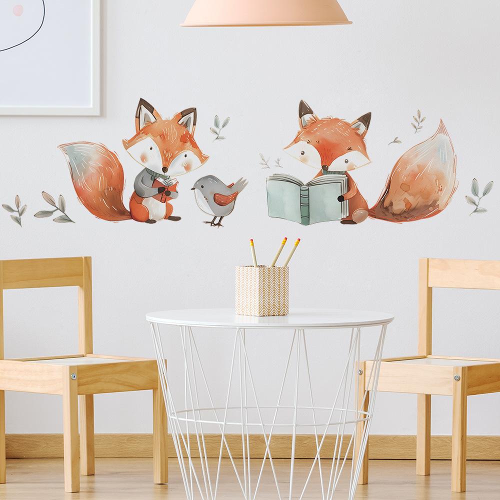 Fuchs Lesen Schlafzimmer Wohnzimmer Studie Hintergrund Landschaftsbau Wand Aufkleber Selbst-adhesive