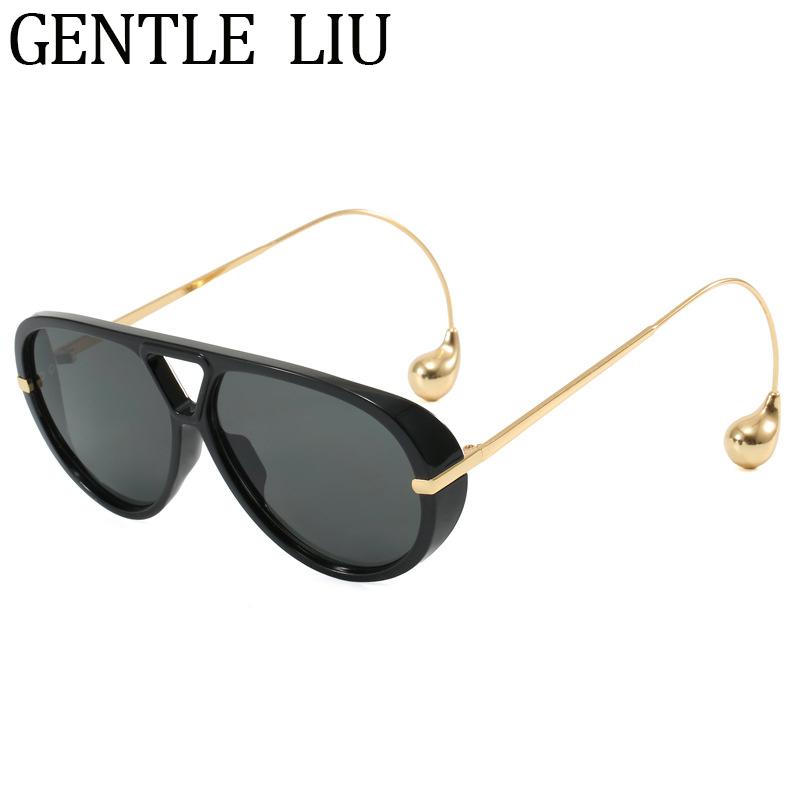 Oversized Pilot Oval Punk Sunglasses Women 2026 Luxury Vintage Big Frame Double Beam Sun Glasses For Lady Outdoor Eyewear UV400