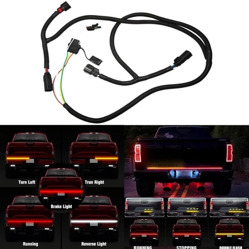 Tailgate Light Bar Harness with Reverse Wire for 1500 2500 3500 529005 Replacement Light Bar Adapter Auto Part