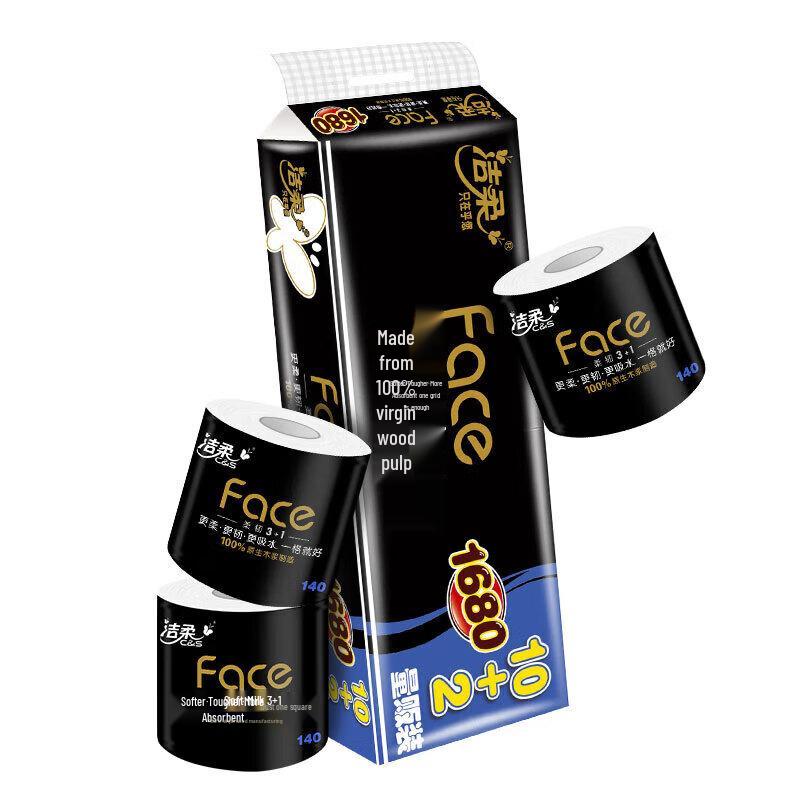 Jie Rou Black Face 4-Ply Toilet Paper, 72 Rolls