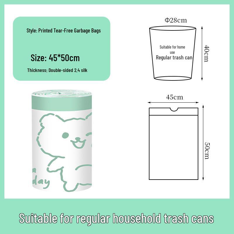 Mugwort Scented No-Tear Large Print Drawstring Trash Bags - Extra Thick, Household Kitchen Plastic Bags