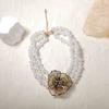 Hand Chain Geometric Lines Necklace Elegant Floral Pearls Ear Studs  Girls