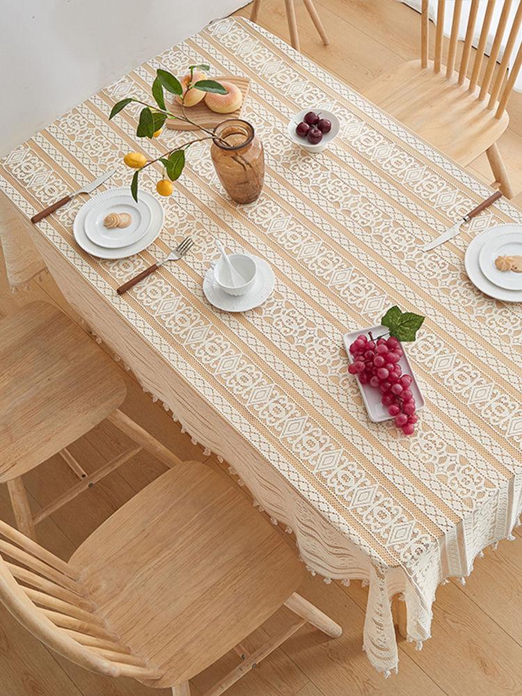 French Retro Lace Hollow Tablecloth Pastoral Style Photo Long Crochet Tablecloth Coffee Table Cover Towel Dining Table Cloth Cover Cloth