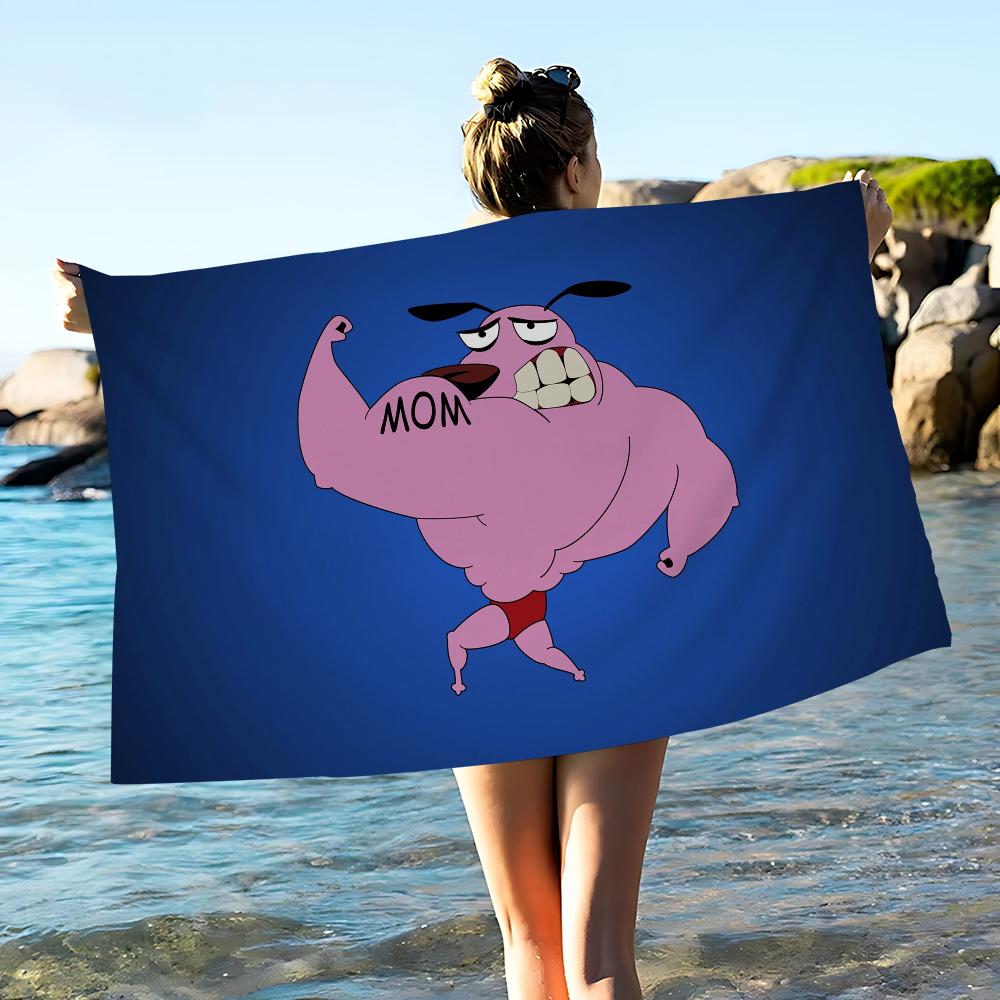 C-CORAGGIO Il Cane C-Codardo Telo Mare Asciugamano da Bagno Colorato per Ragazza Microfibra Asciugatura Rapida Personalizzato Senza Sabbia Spiaggia Palestra Piscina