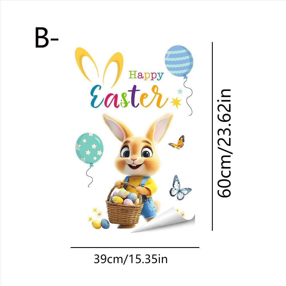 Self-Adhesive Flower Rabbit Sticker Easter Festival Party Sticker New Wall Decal  Glass Decoration