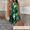 QICED Fashion Spring Autumn O-Neck Sleeveless Casual Dresses