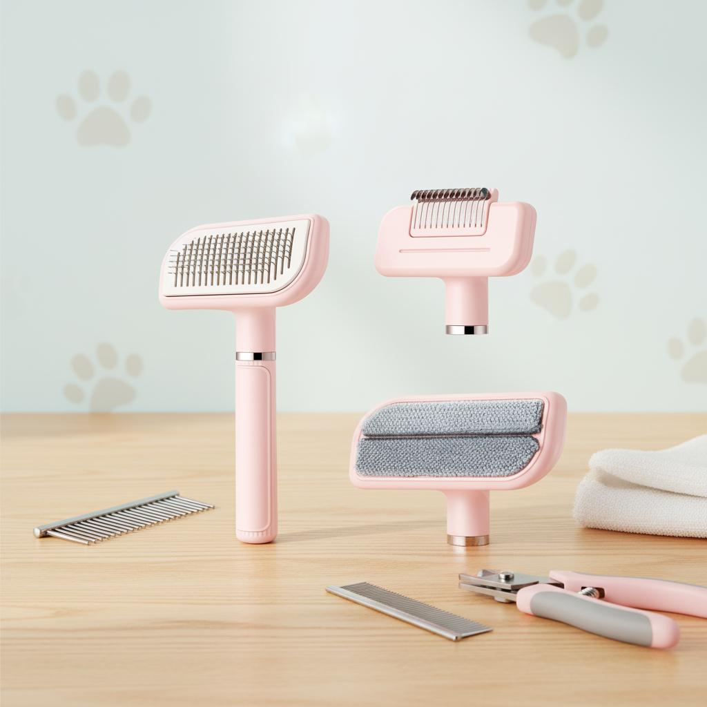 Pet Hair Remover Stainless Steel Self-Cleaning Comb Dog Cat Brushes Pet Cleaning Grooming Products With Release Button