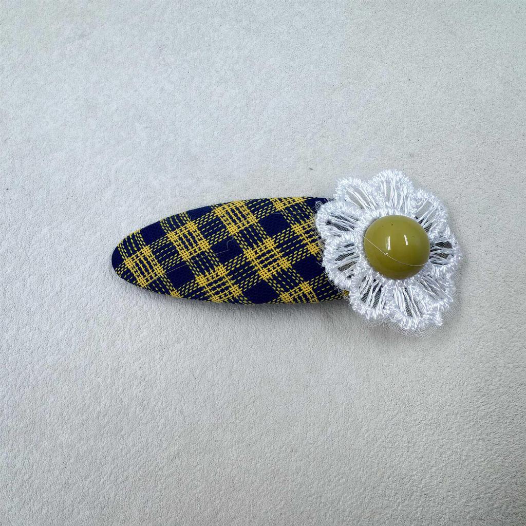 Korean Plaid Fabric Retro Kids' Flower Hair Clip