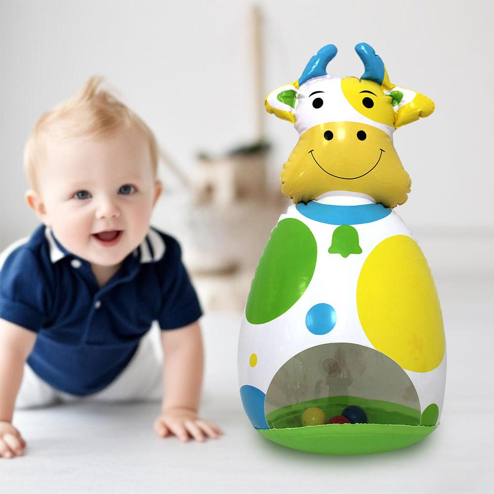 Pvc Children Plastic Inflatable Cow Bell Rattle Toy For Learning Play Gifts