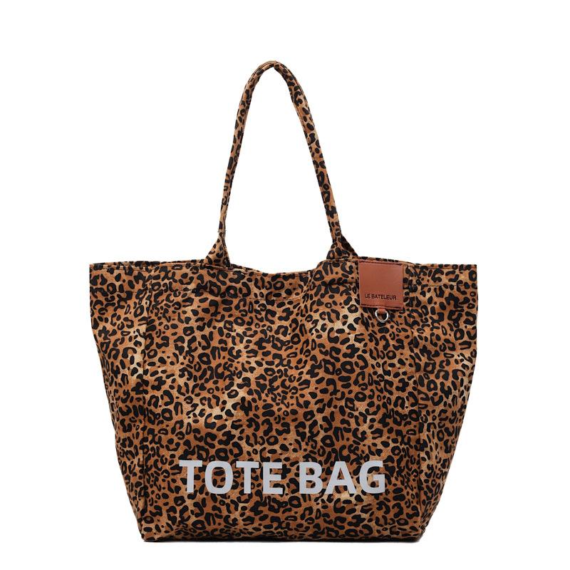 

Fashion leopard print tote bag women s retro Spice Girl women s bag large capacity high-end trend storage shoulder bag коричневый