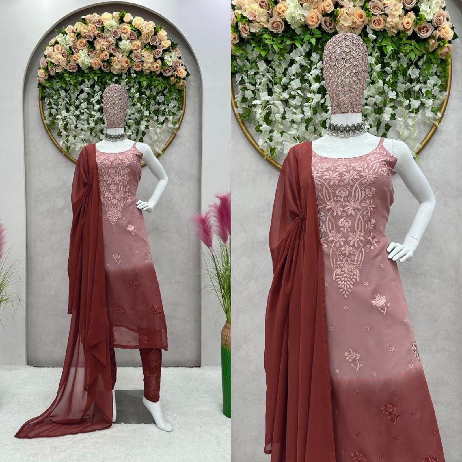 

Костюм Salwar, коричнево-красный Salwar Kameez, индийский/пакистанский костюм Salwar