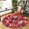 1pc Floral Pattern Round Chair Mat Area Rug - Non-Slip, Floor Mat for Office, Bedroom, and Indoor Decor C1125008