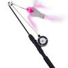 Cat Toys Fish Shape Telescopic Feathers Cat Stick Simulation Fishing Rod Kitten Funny Playing Toy Cat Interactive Wand Toy
