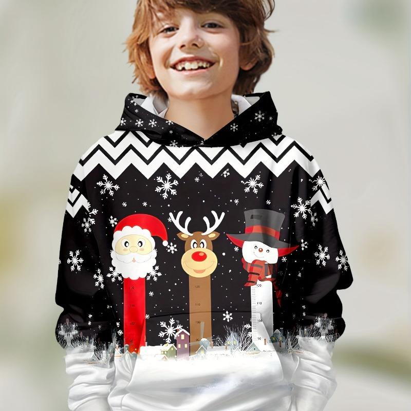 Kinderkleidung Jungen Hoodies Langarm 3D Weihnachtsprint Kinder Frühling Herbst Kleidung Stilvolle Party-Atmosphäre Mädchenkleidung Oberteile