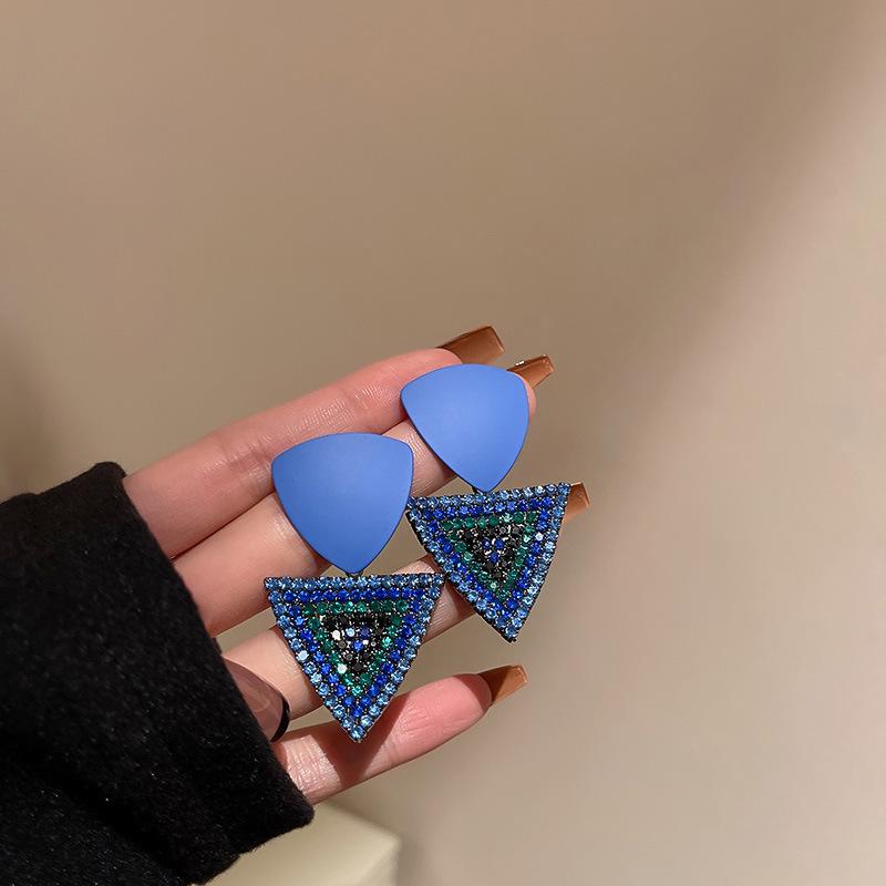 Европейские винтажные серьги-подвески со стразами - Высококачественные, модные геометрические гвоздики