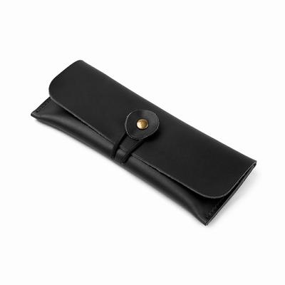 Pen Case Genuine Leather Pen Pouch Crazy Horse Leather Brush Case Writing Utensil Storage Pouch Men Women Gift Black