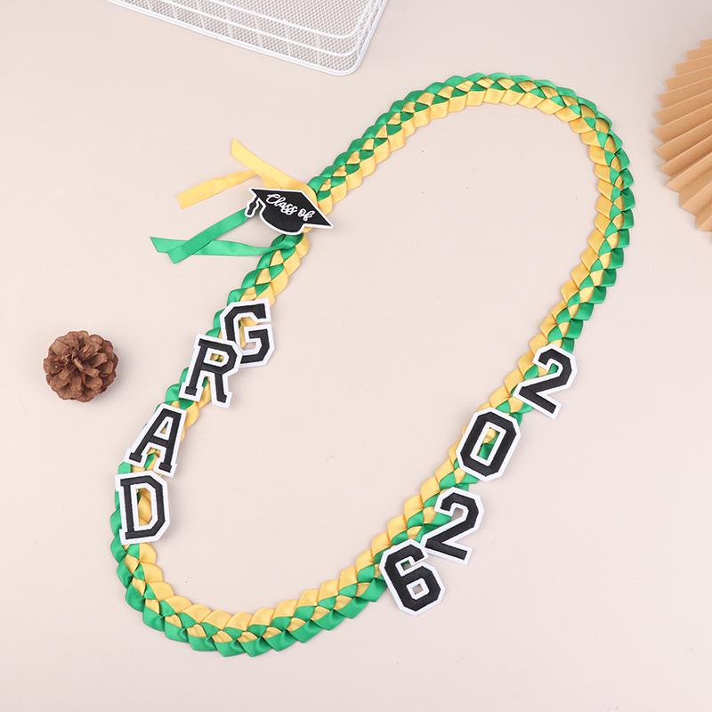 Graduation Leis Class Of 2026 Grad Handmade Ribbon Lei Ribbon Necklace With Grad Letters
