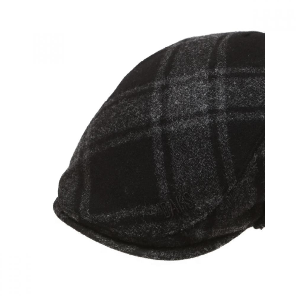 Daks Wool Blend Hunting Cap Gray Check Dbhe5f261g3