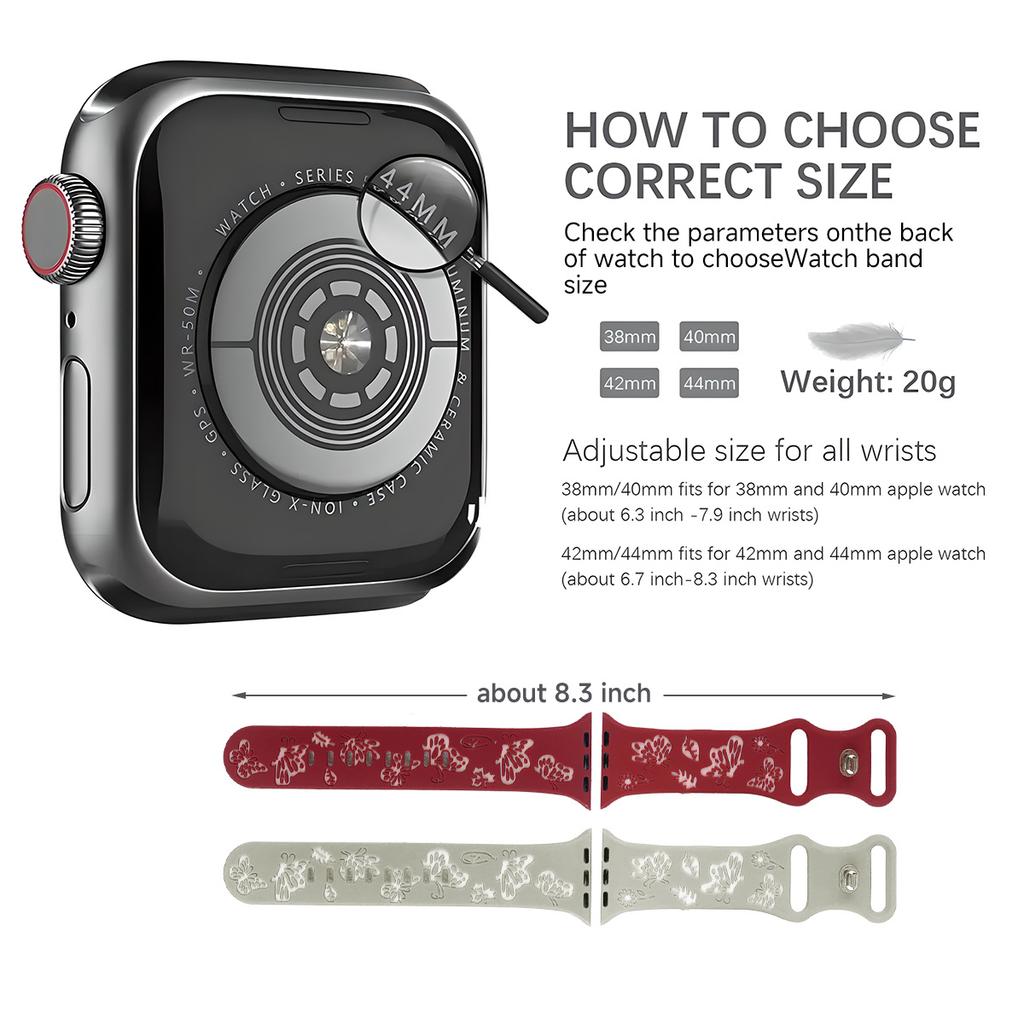 Silicone Strap For Apple Watch Series 11 10 9 8 7 6 5 4 3 For Iwatch Ultra 3/2 49mm 46mm 42mm 45-44-42-41-40-38mm Butterfly Woma