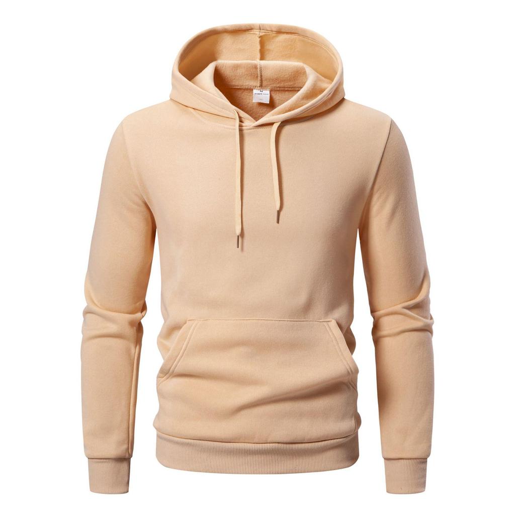 2025 Men's Trendy Solid Color Hooded Sweatshirt - Autumn/Winter Versatile Casual Pullover