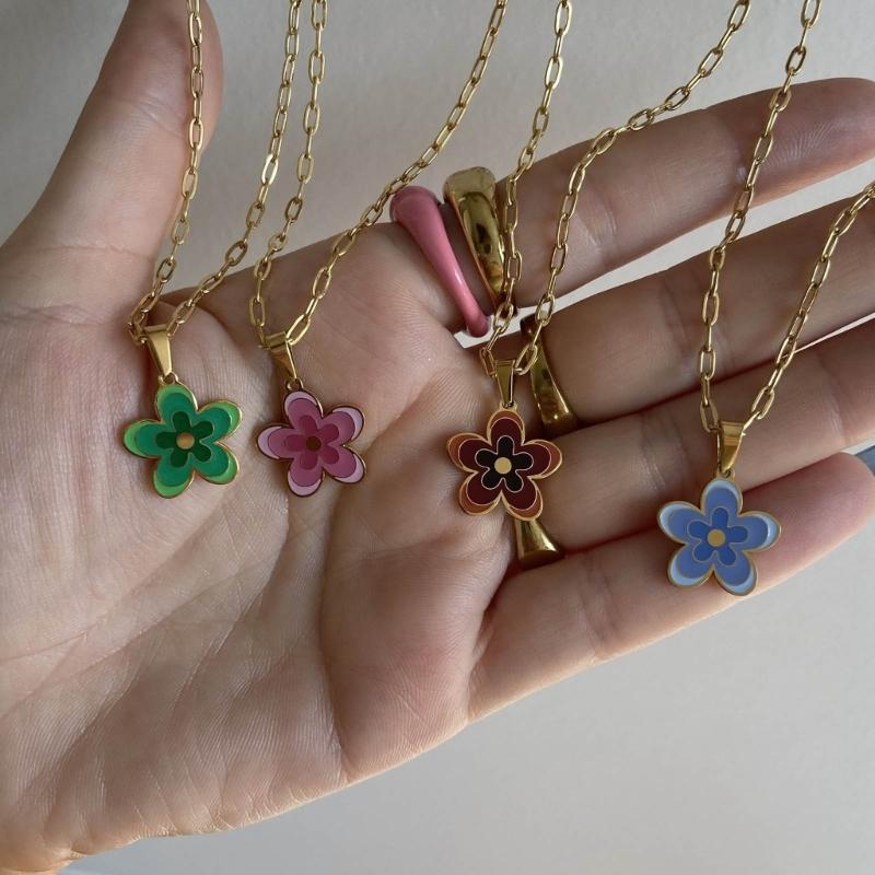 10 Pcs Colorful Flower Pendants Five Petal Flower Charm Jewelry DIY Accessories for DIY Necklace Bracelet Jewelry