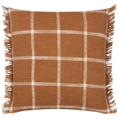 Yard Beni Fringed Checked Cushion Cover