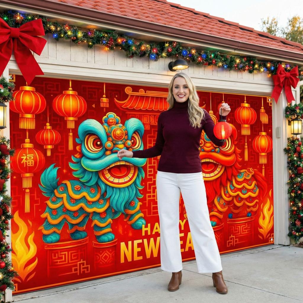 New Year's Door Background Cloth, New Year's Eve Party Decoration Background Cloth, Outdoor Scene Layout Hanging Cloth